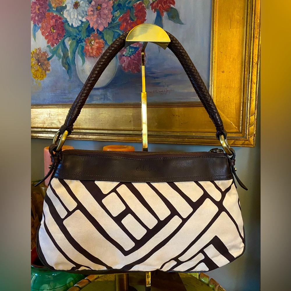 Cole Haan Camera Bag Chocola - Canvas and Cowhide Leather